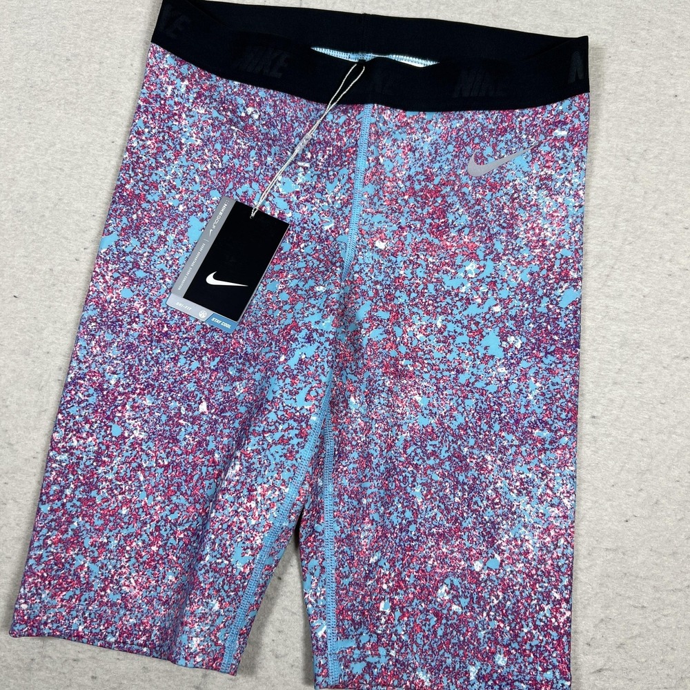 Nike Golf Dri-FIT Shorts Womens S Blue Pink‎ Print Compression Biker 846895-483